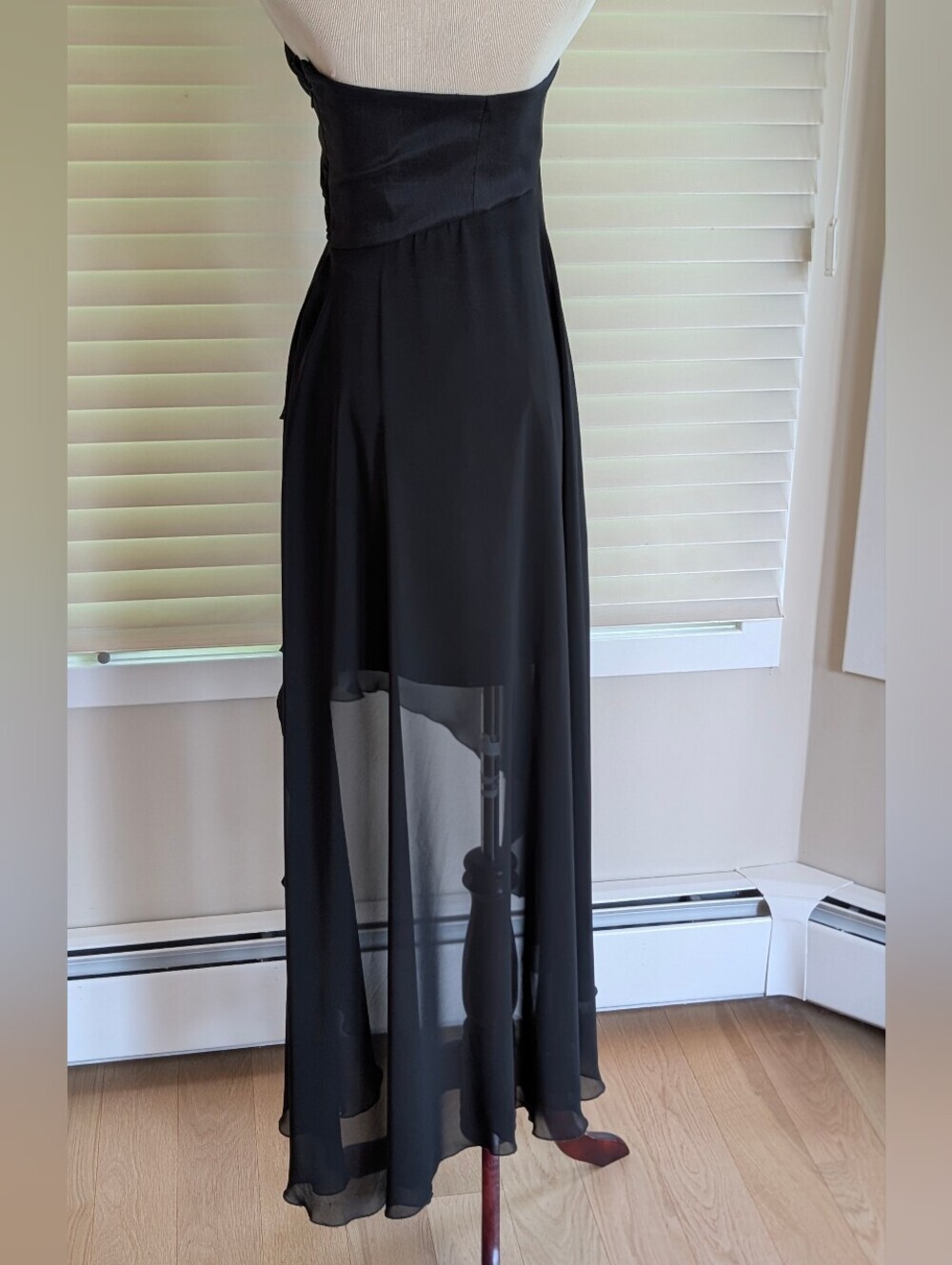 Jessica McClintock Vintage Strapless Black Asymmetrical Cocktail Dress Size 4 - Picture 3 of 16